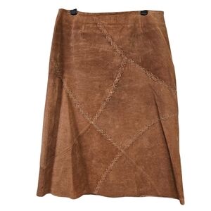 Vintage Faded Glory Y2K Leather Criss Cross Stich Skirt Southwestern Boho